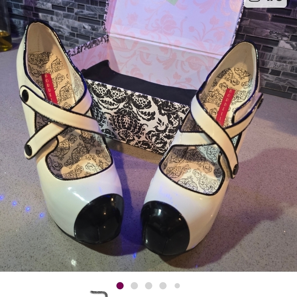 Bordello Black and White Heels